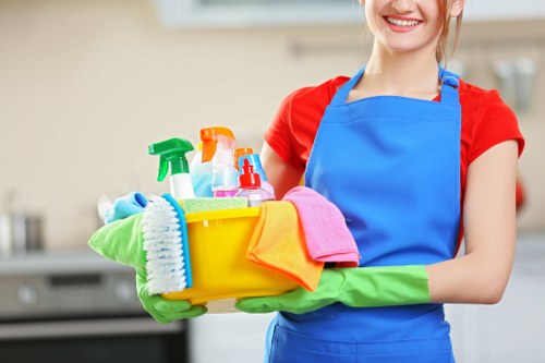 Carpet cleaning team applying a safety-first approach during preparation