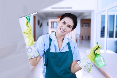 Cleaner assessing a flat carpet job with clear pricing options